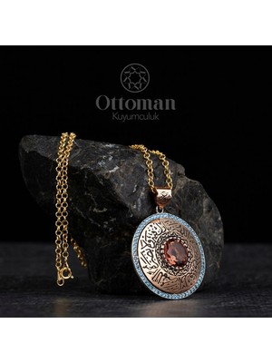Design Ottoman Kuyumculuk Nazar Duası Yazılı Gümüş Kadın Kolye