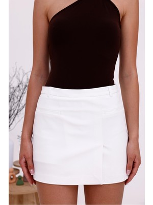 La Pante Kadın Beyaz Şort Etek