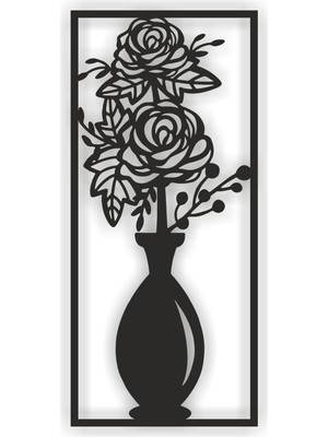 As Tasarım Lazer As Tasarım Vazo Modeli Ahşap Dekorasyon Duvar Süs Tablo 20X45 cm Siyah Renk