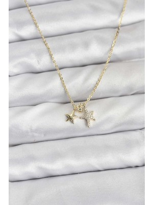 Ayder Timya Pirinç Gold Renk Yıldız Minimal Kadın Kolye (Timya/1395) 206502