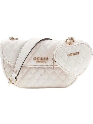 Guess Atabey Dönüştürülebilir Çapraz Askılı Kadın Beyaz Omuz Çantası HWQG9894210-OFF