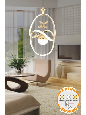 Modern 3 Renk Işık Dimmerli Sarkıt LED Avize, Salon ve Mutfak Için Şık Tasarım