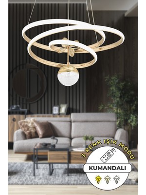 Modern Krom Kaplama Sarkıt LED Avize, 3 Renk Işık, Salon Dekorasyonu