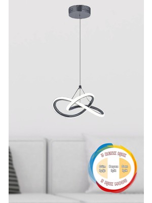Modern Forte Tekli Füme Çok Renkli Işıklı Power LED Avize