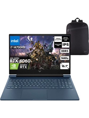 Hp Victus 16-R1041NT I7-14700HX 64-Gbddr5 1 Tb RTX4060 (8gb-Gddr6) 16.1" Full Hd Windows 11 Home + Hmf Sırt Çantası 9J243EAHMF33