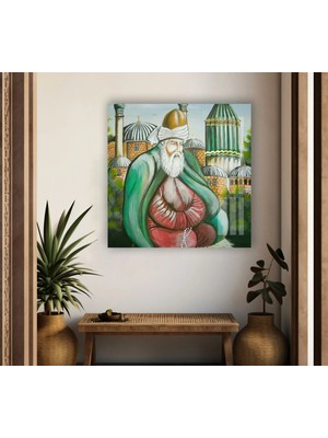 Myphotostation Mevlana Rumi Cam Dekoratif Temperli Cam Tablo, Modern Uv Baskılı Duvar Tablosu, Salon ve Ofis Için Şık Duvar Dekoru