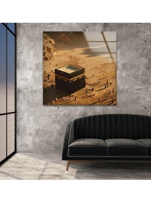 Myphotostation Kabe'yi Gösteren Havadan Görünüm Dekoratif Temperli Cam Tablo, Modern Uv Baskılı Duvar Tablosu, Salon ve Ofis Için Şık Duvar Dekoru