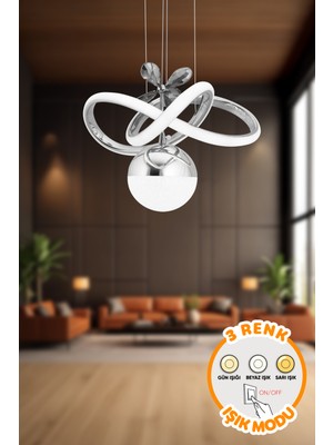 Modern 3 Renk Krom Sarkıt LED Avize, Salon, Mutfak, Oda Için Şık Aydınlatma