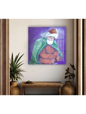 Myphotostation Rumi Mevlana Cam Duvar Sanatı Dekoratif Temperli Cam Tablo, Modern Uv Baskılı Duvar Tablosu, Salon ve Ofis Için Şık Duvar Dekoru