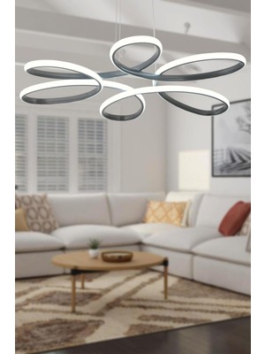 Şık Füme Sarkıt LED Avize, Modern ve Beyaz Işık, Salon, Mutfak, Oda & Hol Için