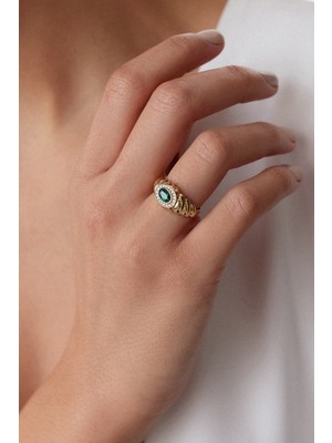 Oroline Kuyumculuk 14 Ayar Taşlı Altın Kadın Burgu Yüzük