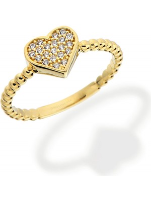 Oroline Kuyumculuk 8 Ayar Altın Kalpli Taşlı Yüzük