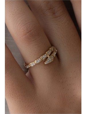 Oroline Kuyumculuk 8 Ayar Yılan Desenli Kadın Altın Minimal Yüzük