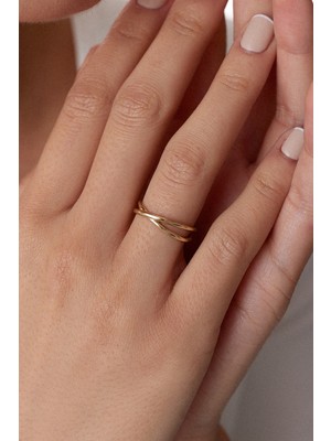 Oroline Kuyumculuk 8 Ayar Altın Çapraz Desenli Kadın Yüzük