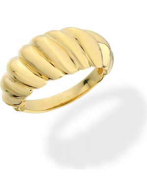 Oroline Jewelry 14 Ayar Altın Taşsız Şık Kruvasan Desenli Kadın Yüzük