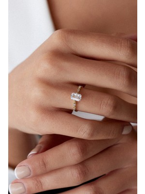 Oroline Kuyumculuk 14 Ayar Baget Taşlı Günlük Altın Yüzük