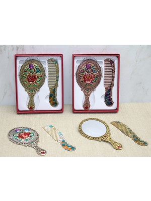Gül Tasarımı Ayna ve Tarak Seti Küçük Boy Grandordesing (4970)