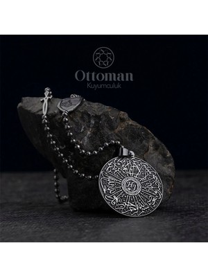 Design Ottoman Kuyumculuk Ihlas Suresi Madalyon Gümüş Erkek Kolye