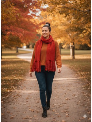 As Reyon Saçaklı Triko Düz Atkı