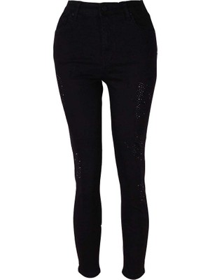 Double 26YD52000007 Siyah Kadın Jean Pantolon 1022