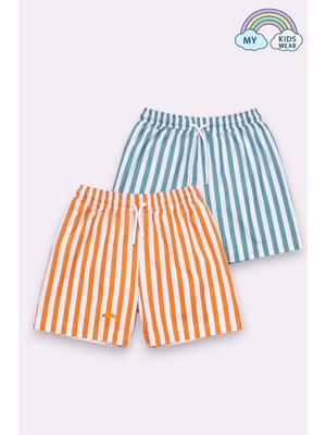 My Kids Wear Erkek Çocuk Çizgili Deniz Şortu 2’li Set 12379
