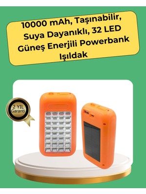 10000 Mah Güneş Enerjili Taşınabilir Şarj Cihazı ve Aydınlatma Cihazı Grandordesing (4970)