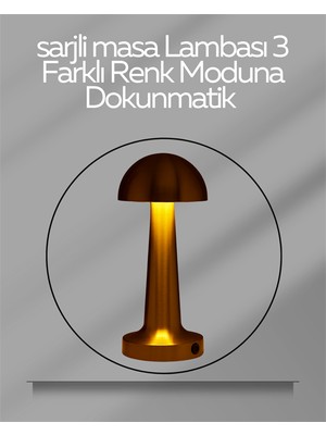 USB Şarjlı Dokunmatik LED Masa Lambası – 3 Renk Modu & Dimmer Grandordesing (4970)
