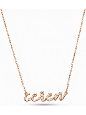 Parmas Design Isimli Kişiye Özel Taşlı 925 Ayar Gümüş Kadın Minimal Kolye