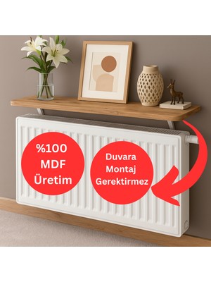 Kydonia Home 90X15 cm Mdf Montajsız Petek Üstü Dekoratif Raf Kalorifer Peteği Üstü Uçan Raf