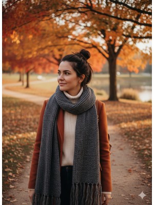 As Reyon Saçaklı Triko Düz Atkı