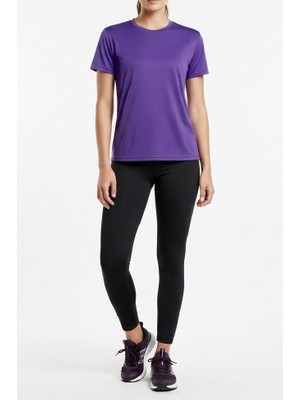 Bumerangspor Kadın Fitness Pilates Koşu Antrenman Yağmurdesen  Polyester Kumaş  Tişört- Mor
