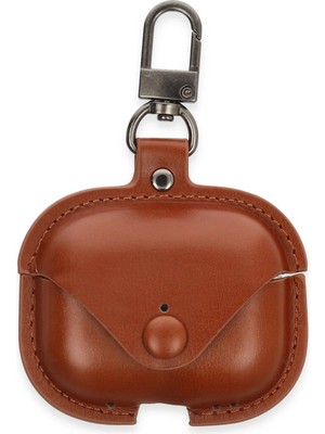 CPT83 Airpods Pro 2 (2.nesil) Çanta Deri Kılıf - Taba Modern Asır (3927)
