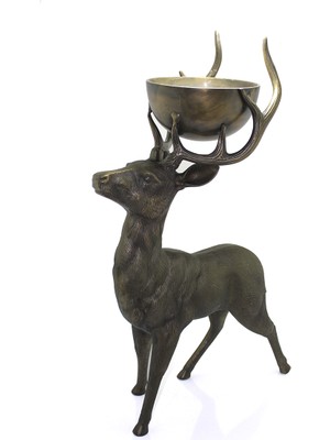 Metal Geyikli Kase 77 cm Modern Asır (4208)
