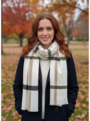 As Reyon Ekose Desenli Saçaklı Kadın Atkı