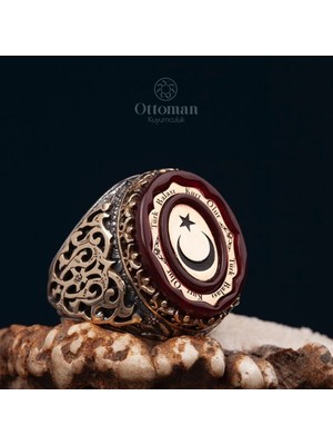 Design Ottoman Kuyumculuk Kutlu Bayrak Model Gümüş Erkek Yüzük