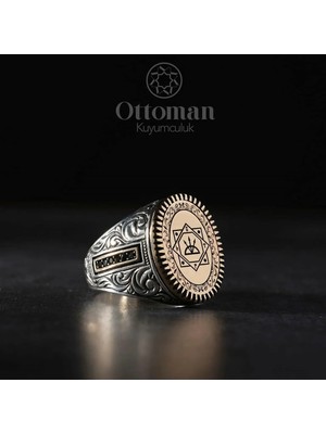Design Ottoman Kuyumculuk Oğuz Kağan Oval Gravürlü Gümüş Erkek Yüzük