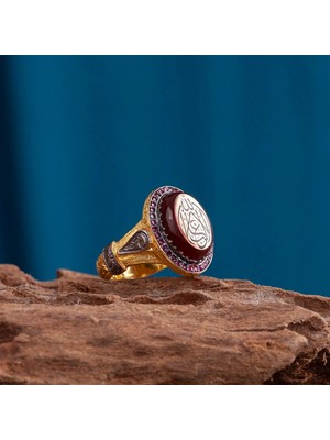 Design Ottoman Kuyumculuk Sultan Model Sarı Yaldız Kaplama Gümüş Erkek Yüzük