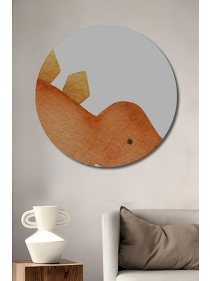 Teona Ahşap Dekoratif Ahşap Yuvarlak Tablo Gülen Dinozor