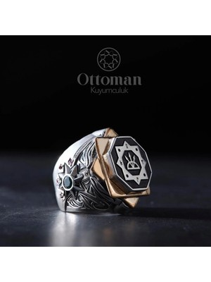 Design Ottoman Kuyumculuk Oğuz Kağan Mührü Kuruluş Osman Özel Tasarım Gümüş Erkek Yüzük