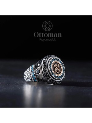 Design Ottoman Kuyumculuk Kişiye Özel Baş Harfli Gümüş Erkek Yüzük