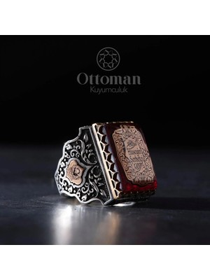 Design Ottoman Kuyumculuk Isimli Özel Tasarım Taşlı Gümüş Erkek Yüzük