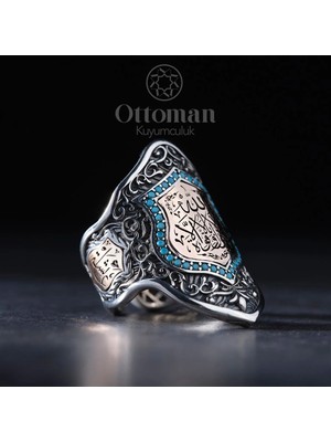 Design Ottoman Kuyumculuk La Havle Yazılı Özel Tasarım Zihgir Gümüş Erkek Yüzük
