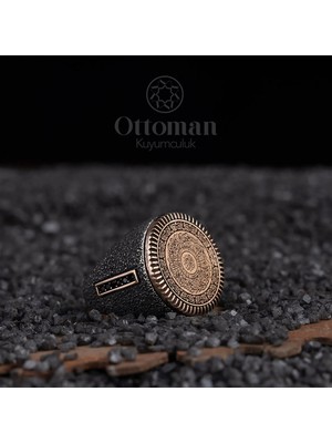 Design Ottoman Kuyumculuk Dokulu Inşirah Yazılı Gümüş Erkek Yüzük