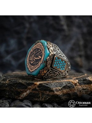 Design Ottoman Kuyumculuk Hasbiyallah Yazılı Gümüş Erkek Yüzük