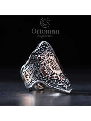 Design Ottoman Kuyumculuk Ay Yıldız Zihgir Model Gümüş Erkek Yüzük