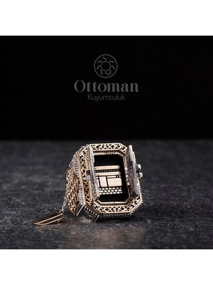 Design Ottoman Kuyumculuk Kabe Model Gümüş Erkek Yüzük