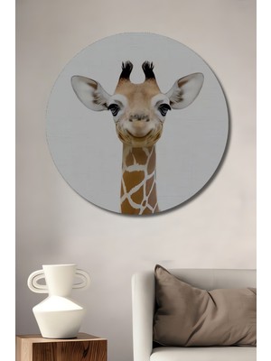 Teona Ahşap Dekoratif Ahşap Yuvarlak Tablo Sevimli Zürafa