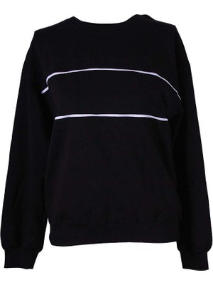 Trender Biyeli O Yaka O Yaka 2 Ip Siyah Kadın Sweatshirt 26YDT1000034