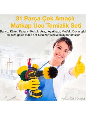 LTG Nova Ally 31 Parça Çok Amaçlı Ev Banyo ve Araç Matkap Ucu Temizlik SETI-(5775)