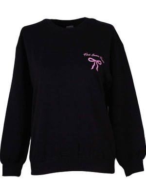 Trender Kurdele O Yaka 2 Ip Siyah Kadın Sweatshirt 26YDT1000035